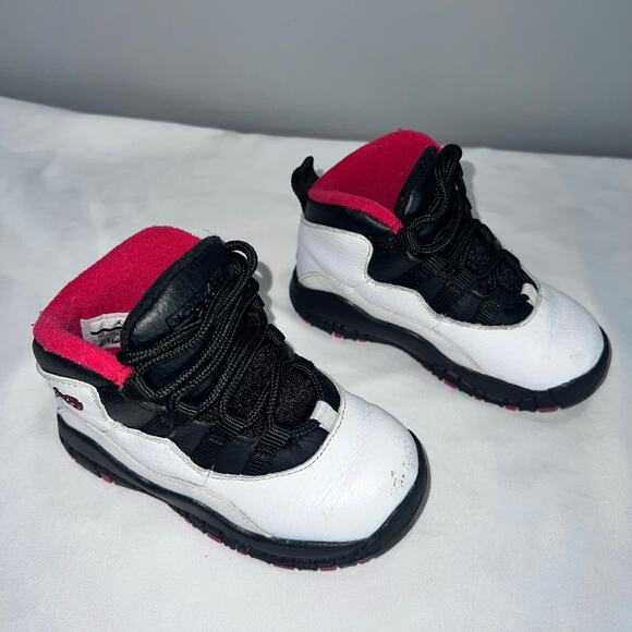 JORDAN 10 Retro Toddler Shoes White Black Red Varsity Chicago Sneakers Size 7C - Picture 8 of 10